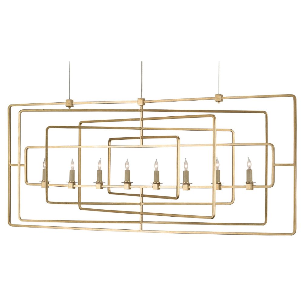 Currey & Company 9542 Metro Gold Rectangular Chandelier in Contemporary Gold Leaf