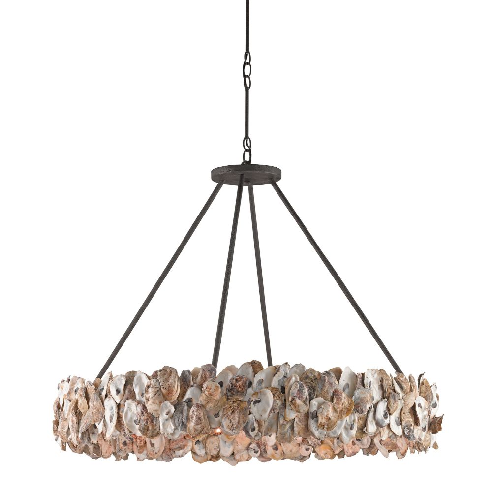 Currey & Company 9672 Oyster Chandelier in Textured Bronze/Natural