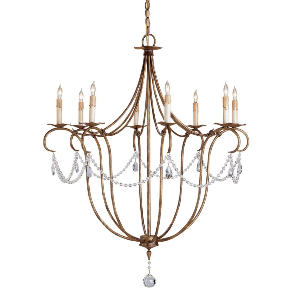 Currey & Company 9881 Crystal Lights Gold Large Chandelier in Rhine Gold