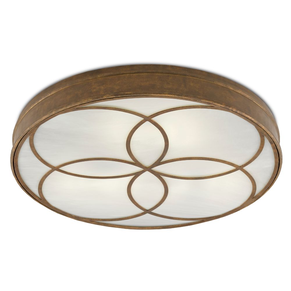 Currey & Company 9999-0025 Bramshill Flush Mount in Rustic Gold/Alabaster