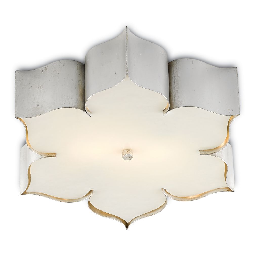 Currey & Company 9999-0042 Grand Lotus Silver Flush Mount in Contemporary Silver Leaf