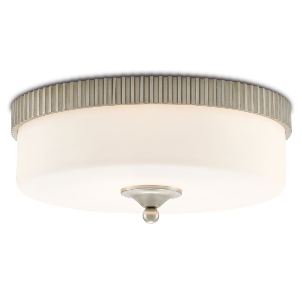 Currey & Company 9999-0052 Bryce Flush Mount in Silver Leaf/Frosted Glass