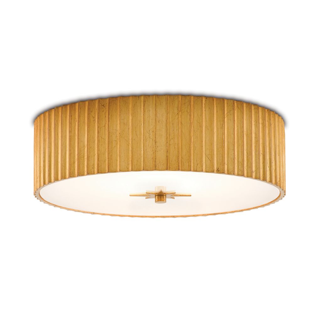 Currey & Company 9999-0053 Caravel Flush Mount in Gold Leaf/Frosted Glass
