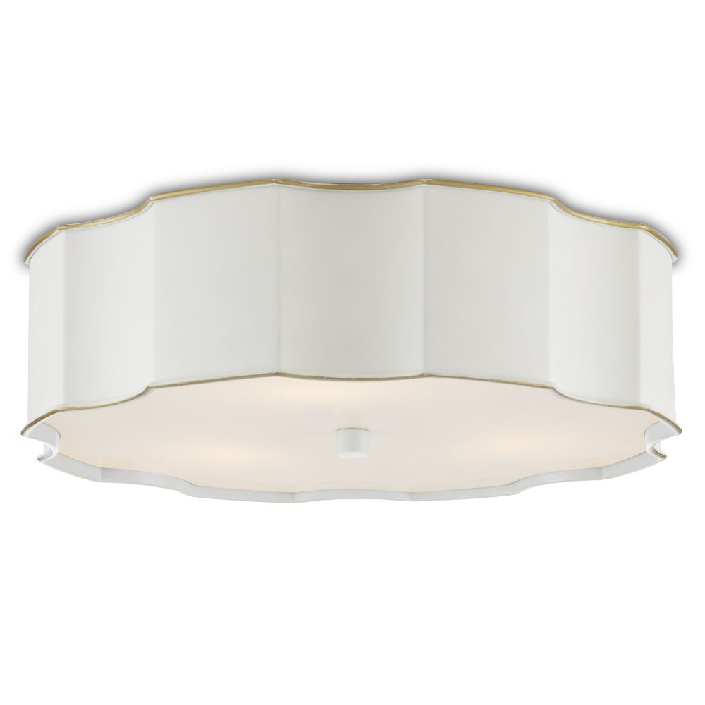 Currey & Company 9999-0067 Wexford White Flush Mount in Snow White/Gold Highlights