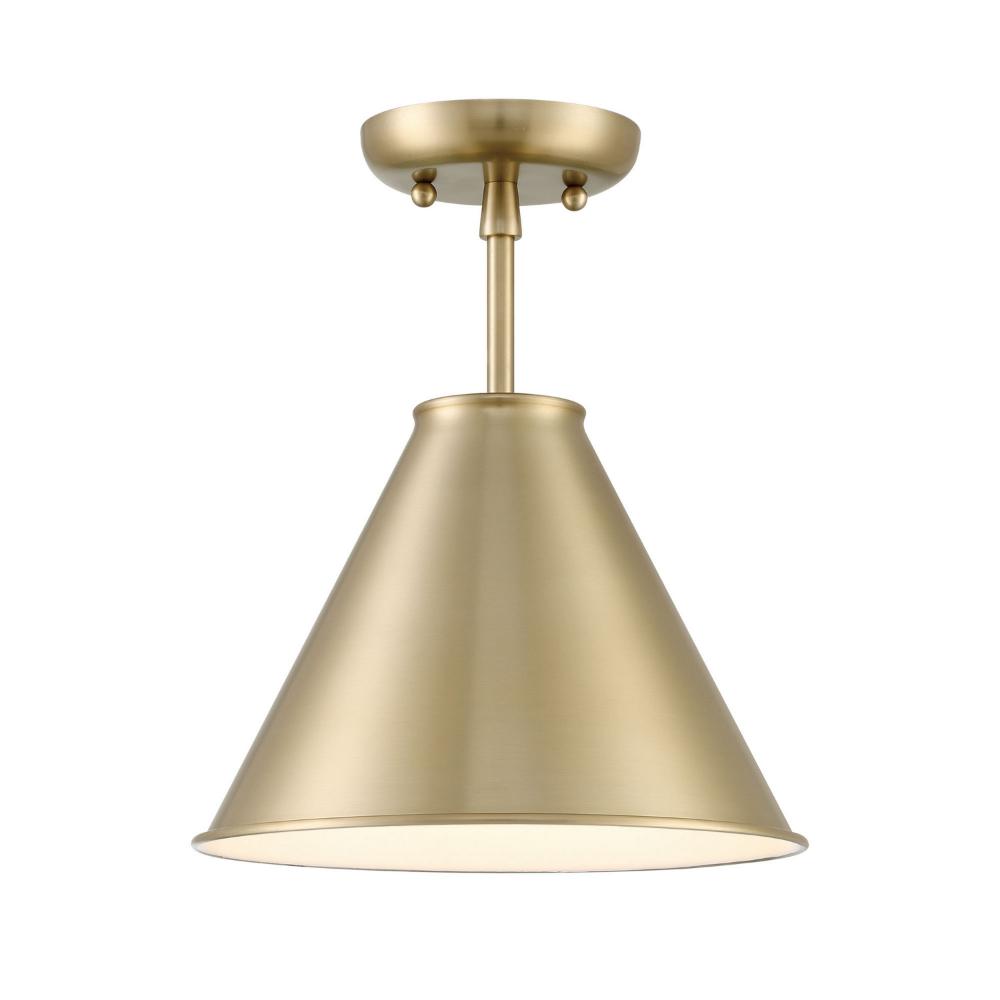 Lumanity L090-0038 Lincoln Tapered Metal 11" Antique Brass Semi-Flush Mount Ceiling Light