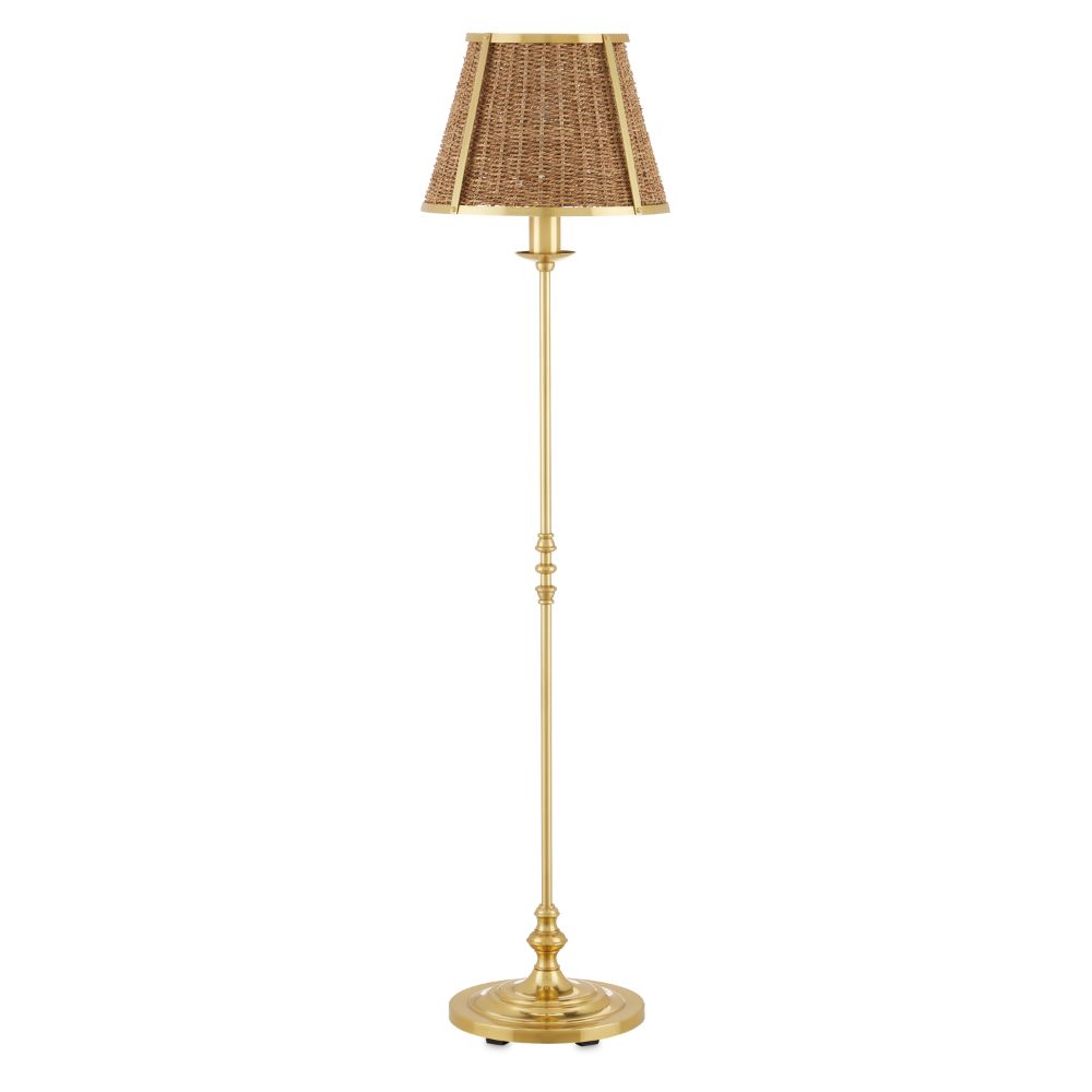 Currey & Company 8000-0141 Deauville Floor Lamp in Polished Brass/Natural