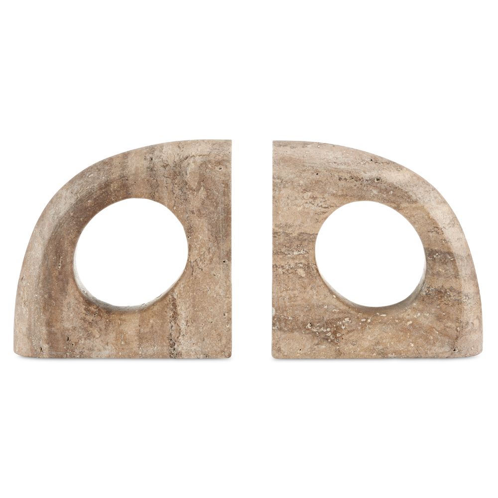 Currey & Company 1200-0816 Russo Travertine Object Set of 2 in Natural