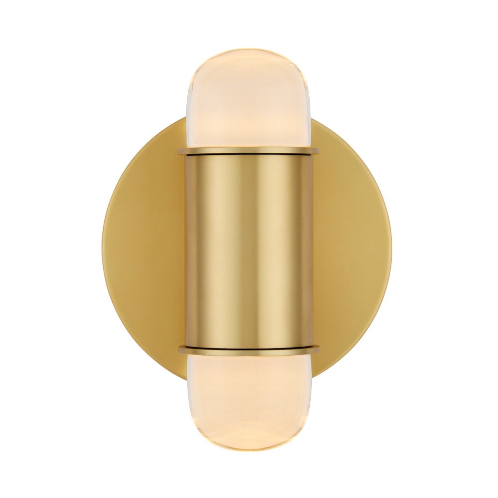 Currey & Company 5000-0242 Capsule Brass Wall Sconce in Brushed Brass/Clear