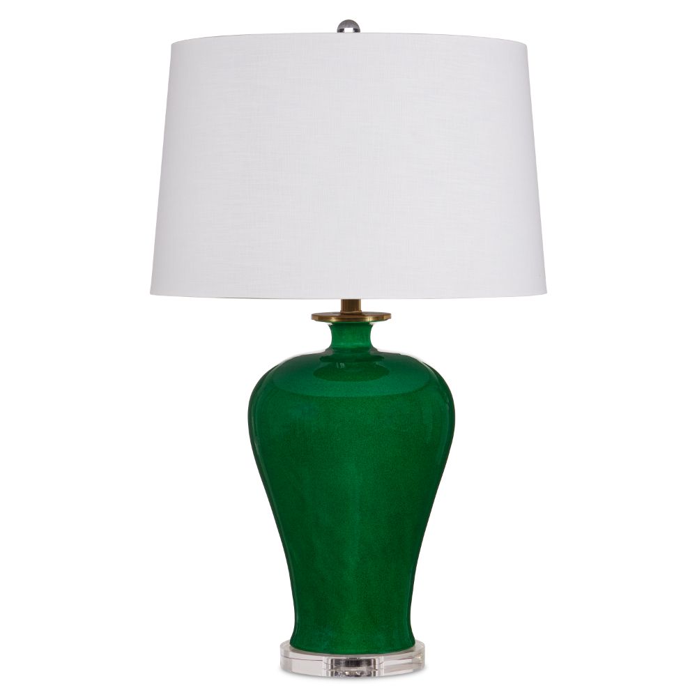 Currey & Company 6000-0907 Imperial Green Table Lamp in Imperial Green/Clear/Natural Brass