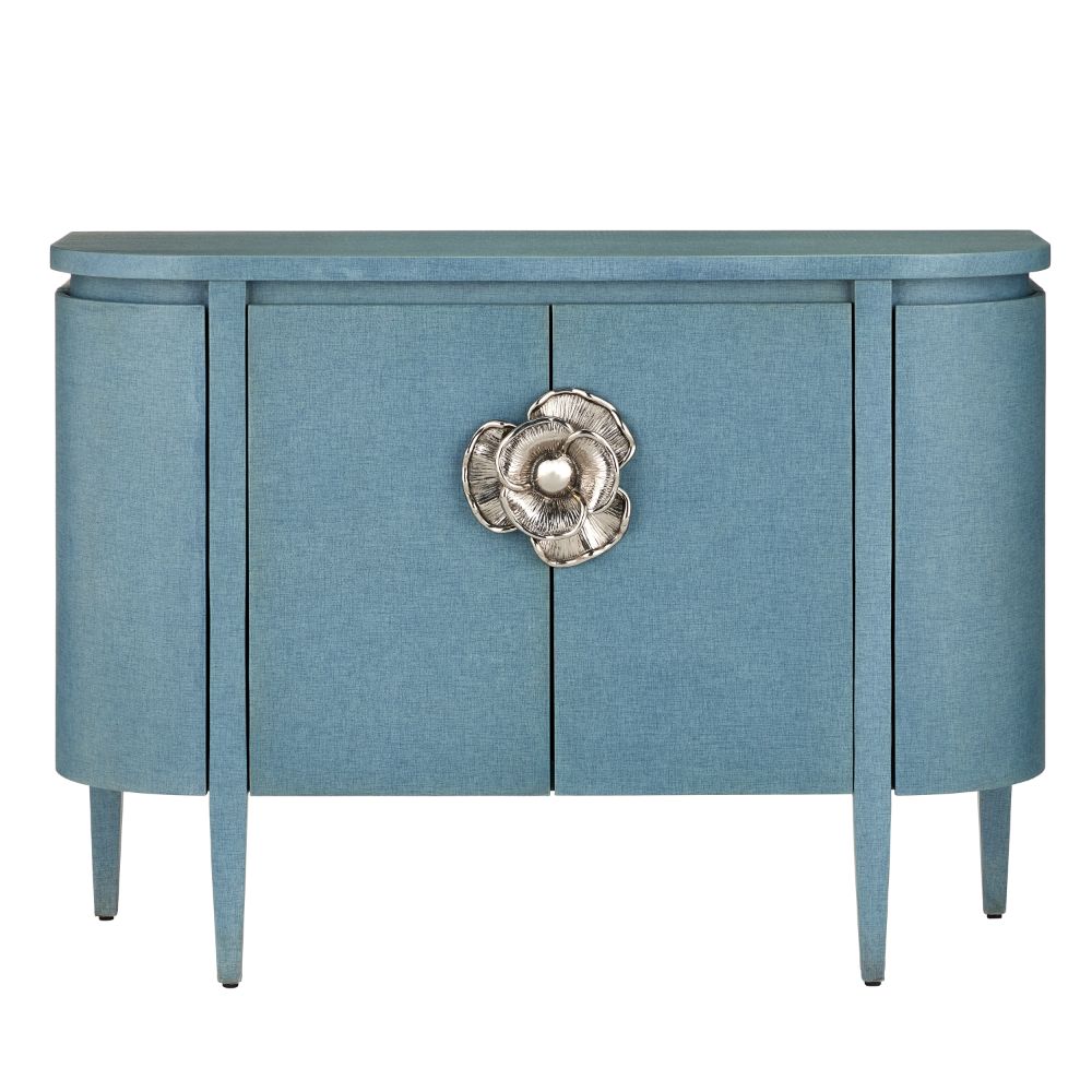 Currey & Company 3000-0280 Briallen Blue Demi-Lune Cabinet