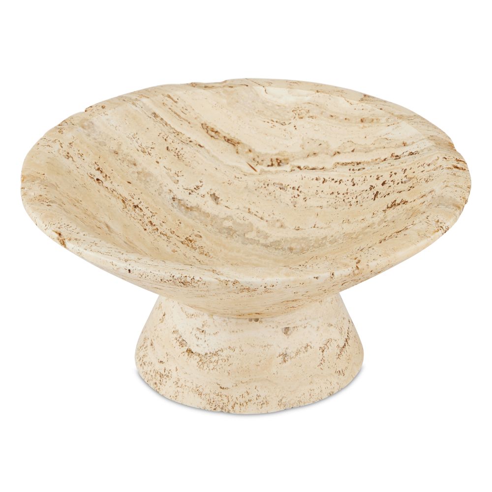 Currey & Company 1200-0811 Lubo Travertine Large Bowl in Natural