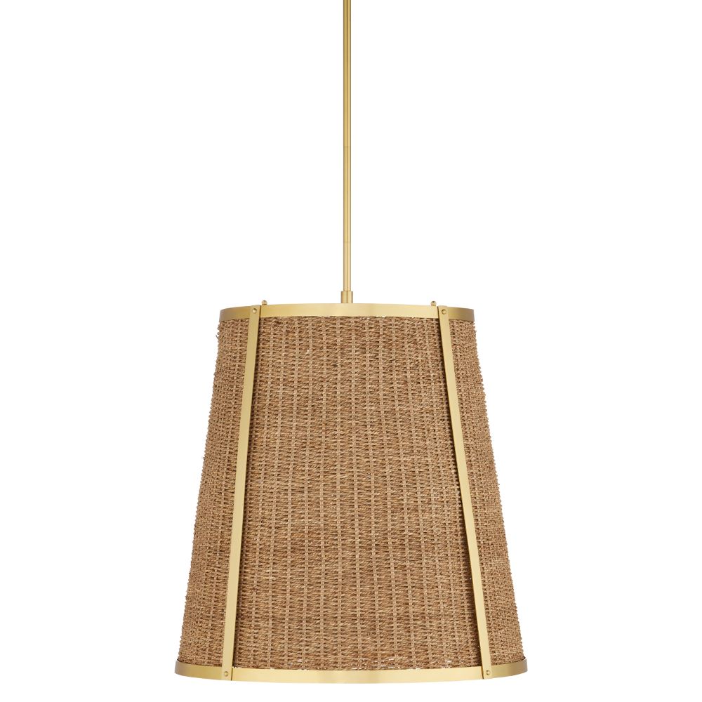 Currey & Company 9000-1121 Deauville Large Pendant in Natural/Polished Brass