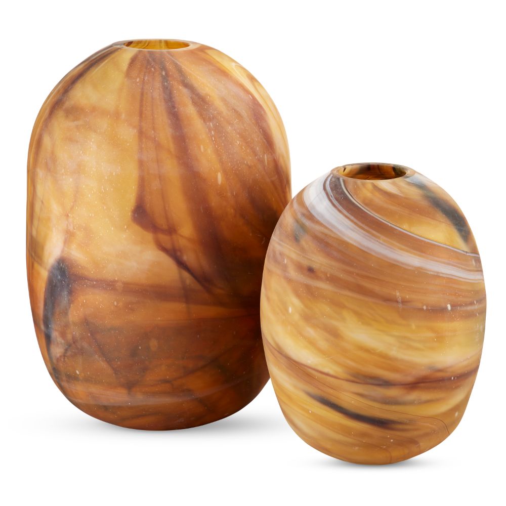Currey & Company 1200-0761 Desert Storm Vase Set of 2 in Dark Amber Swirl