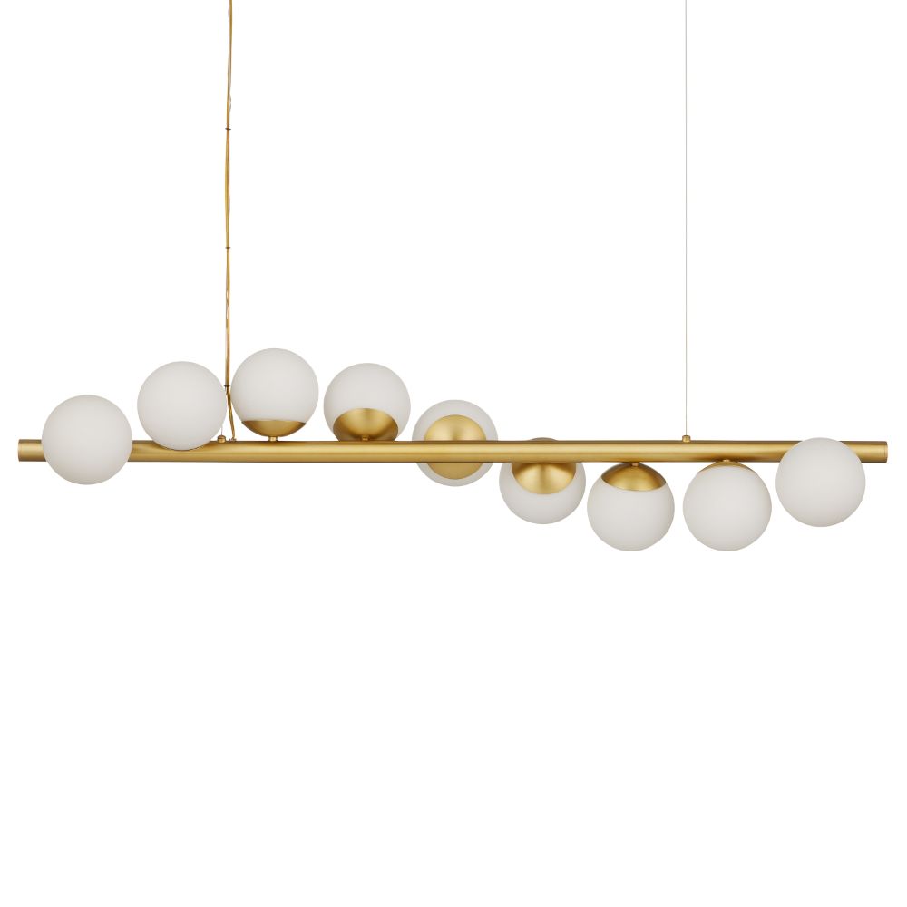 Currey & Company 9000-1172 Barcarolle Linear Chandelier in Brushed Brass/White