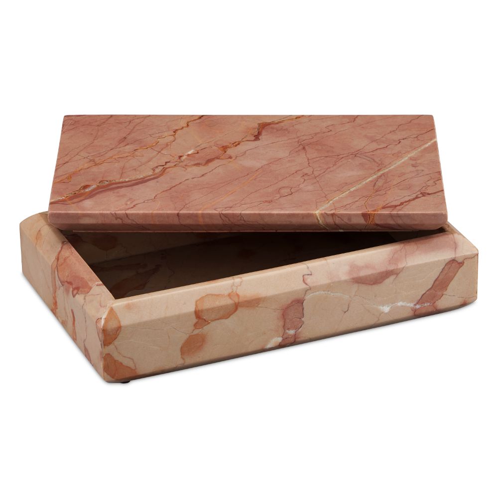 Currey & Company 1200-0802 Leslie Rosa Marble Box in Natural