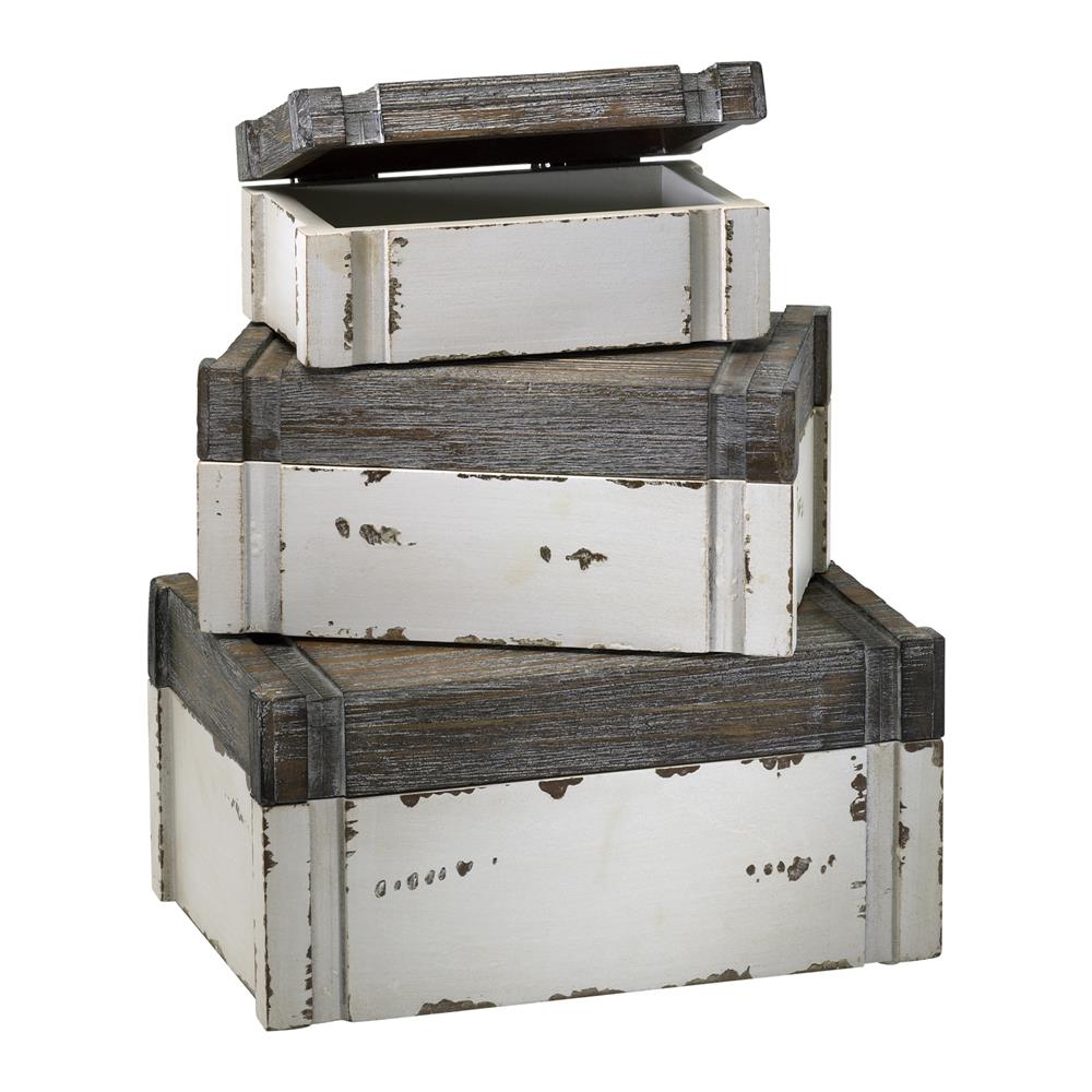 Cyan Design 02471 Alder Boxes in Distressed White And Gray