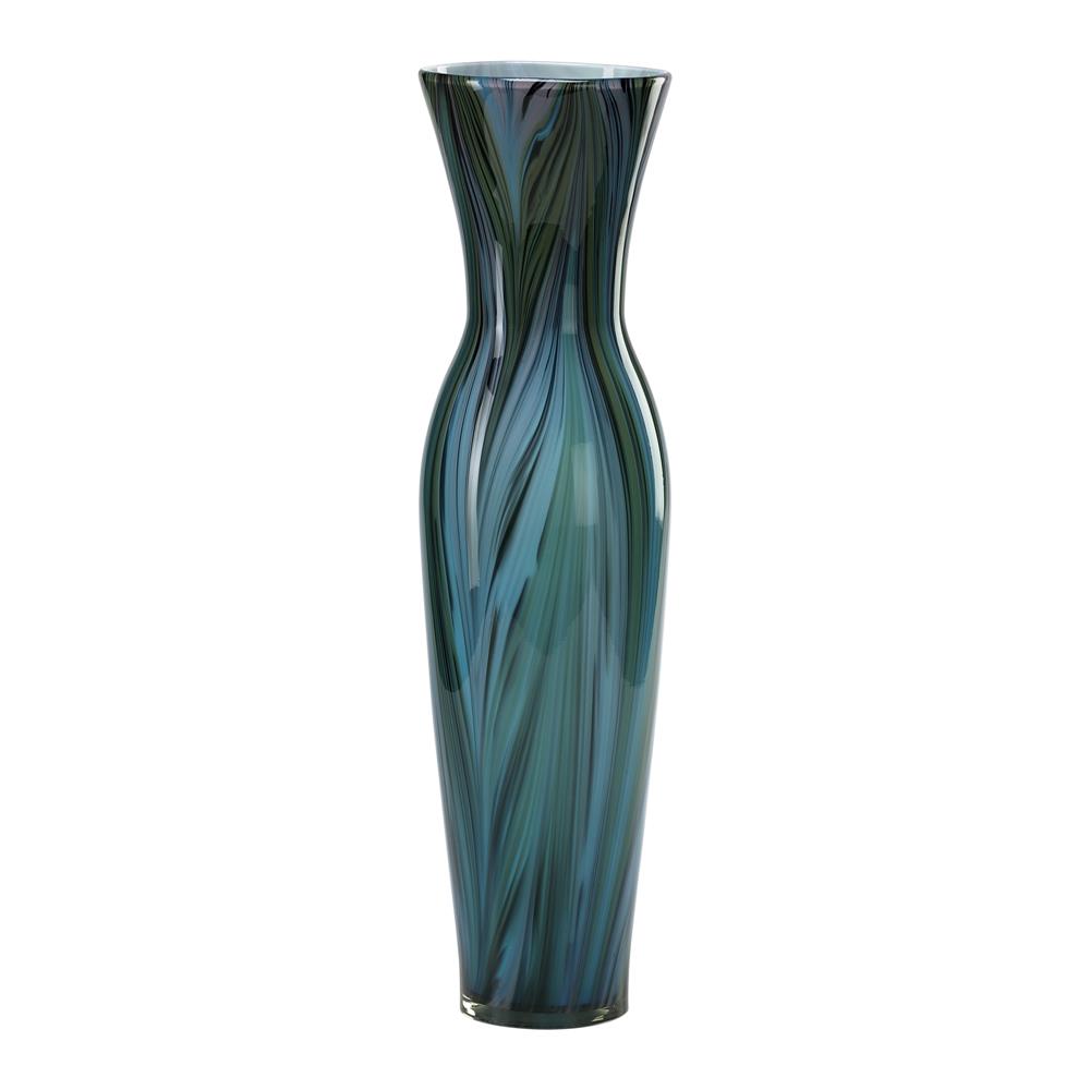 Cyan Design 02921 Tall Peacock Feather Vase in Multi Colored Blue