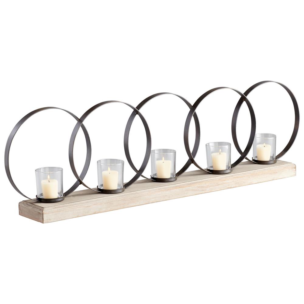 Cyan Design 05085 Ohhh Five Candle Candleholder in Raw Iron and Natural Wood