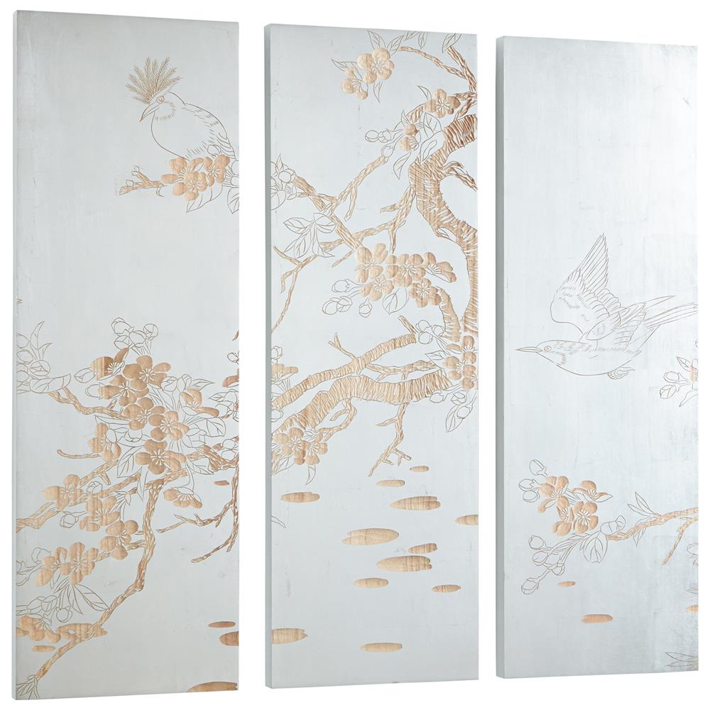 Cyan Design 07517 Osaka Wall Art in Silver Leaf and Natural Wood