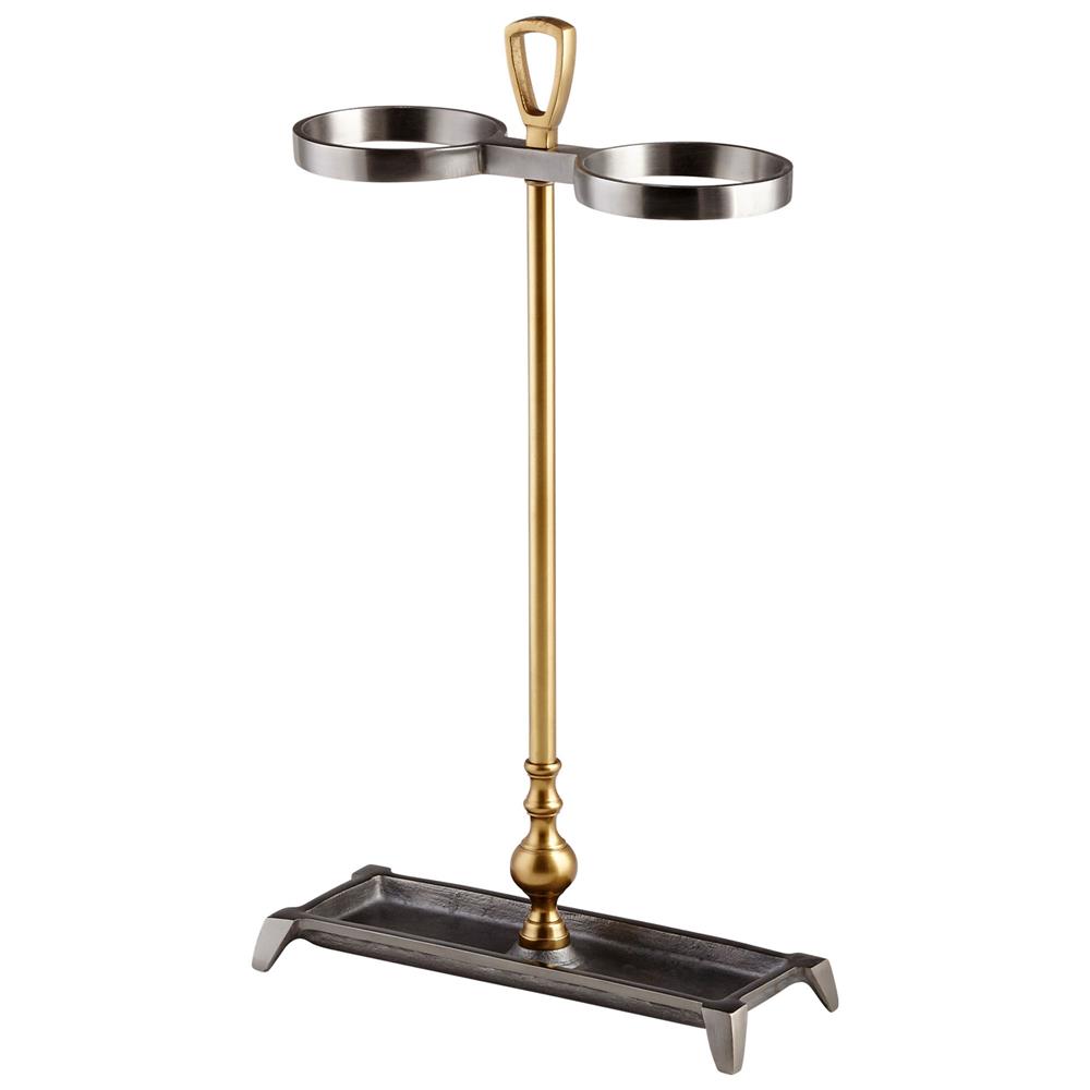 Cyan Design 08938 Hold For Two Umbrella Stand in Satin Grey and Brass