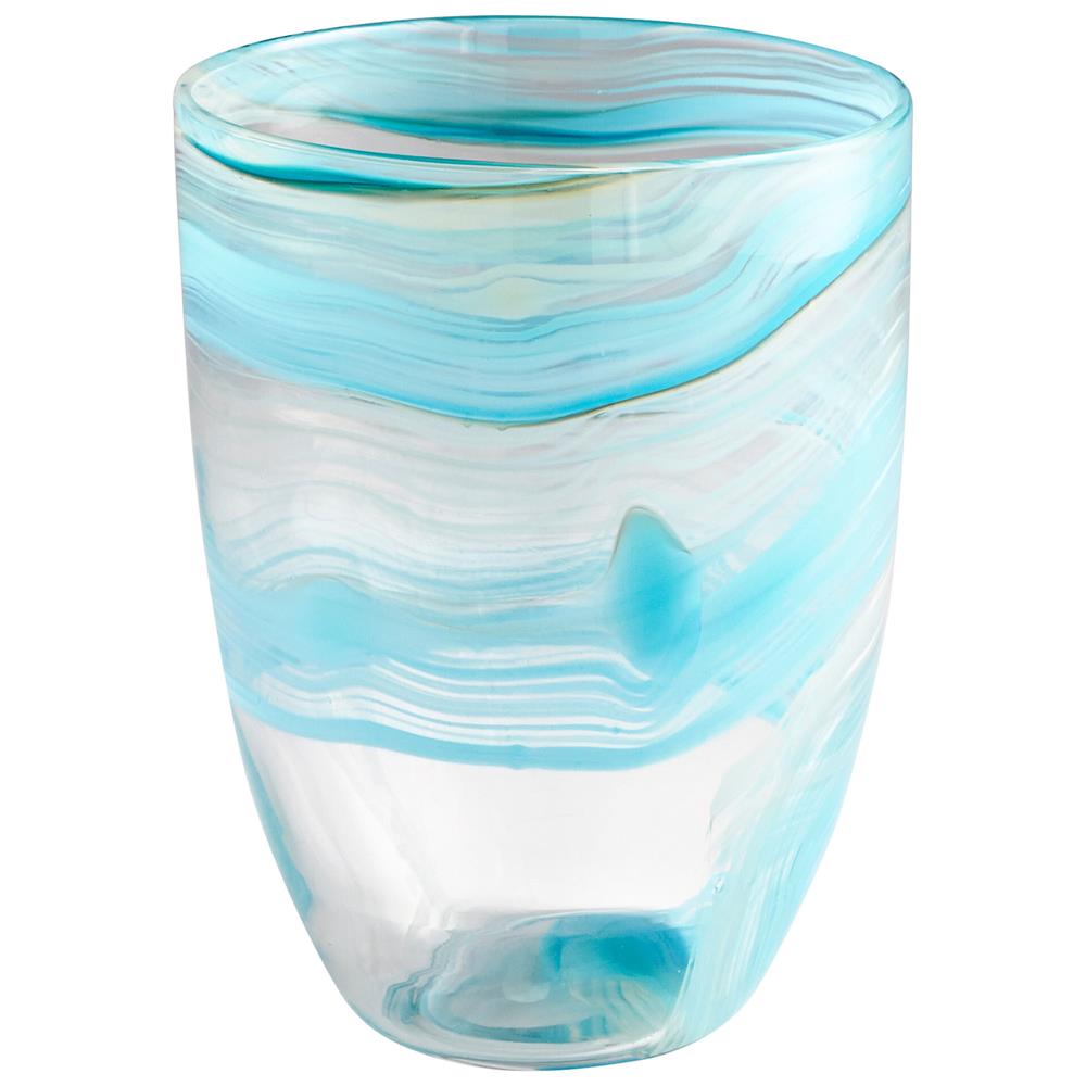 Cyan Design 09451 Small Sky Swirl Vase in Sky Blue and White