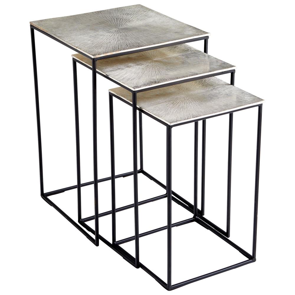 Cyan Design 09717 Irvine Nesting Tables in Raw Nickel and Black