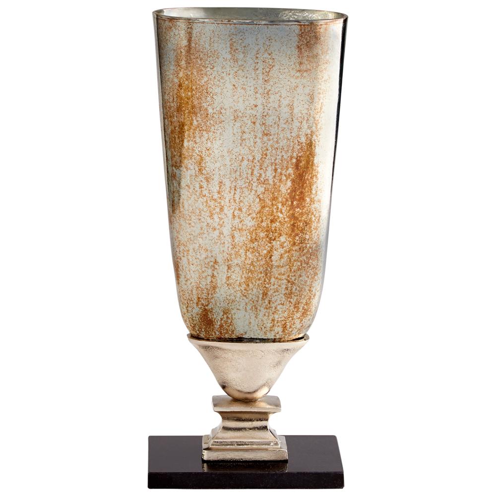 Cyan Design 09766 Small Chalice Vase in Nickel  and Verdi Platinum Glass