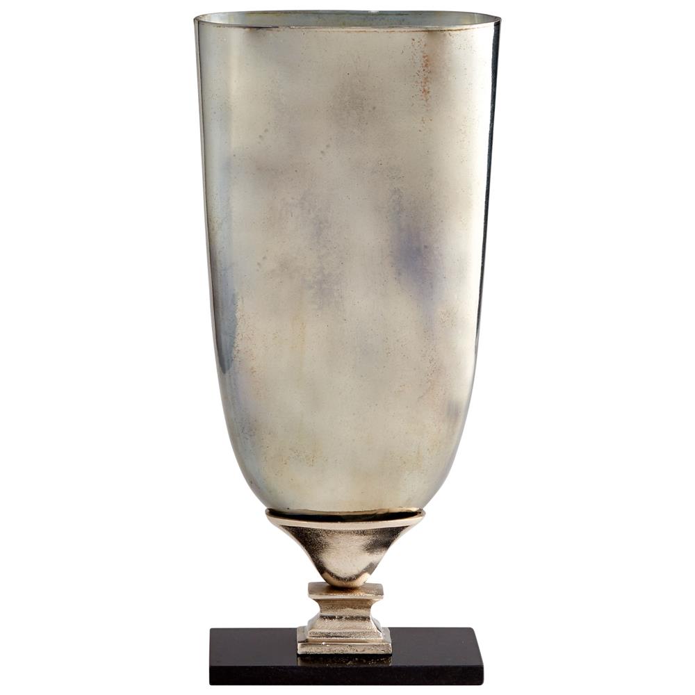 Cyan Design 09767 Large Chalice Vase in Nickel  and Verdi Platinum Glass