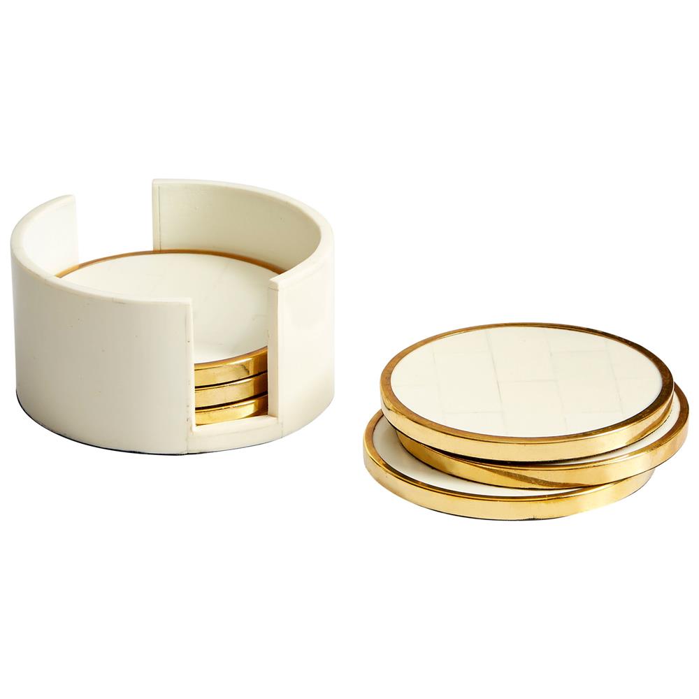 Cyan Design 09792 Gatsby Coasters in Brass and White