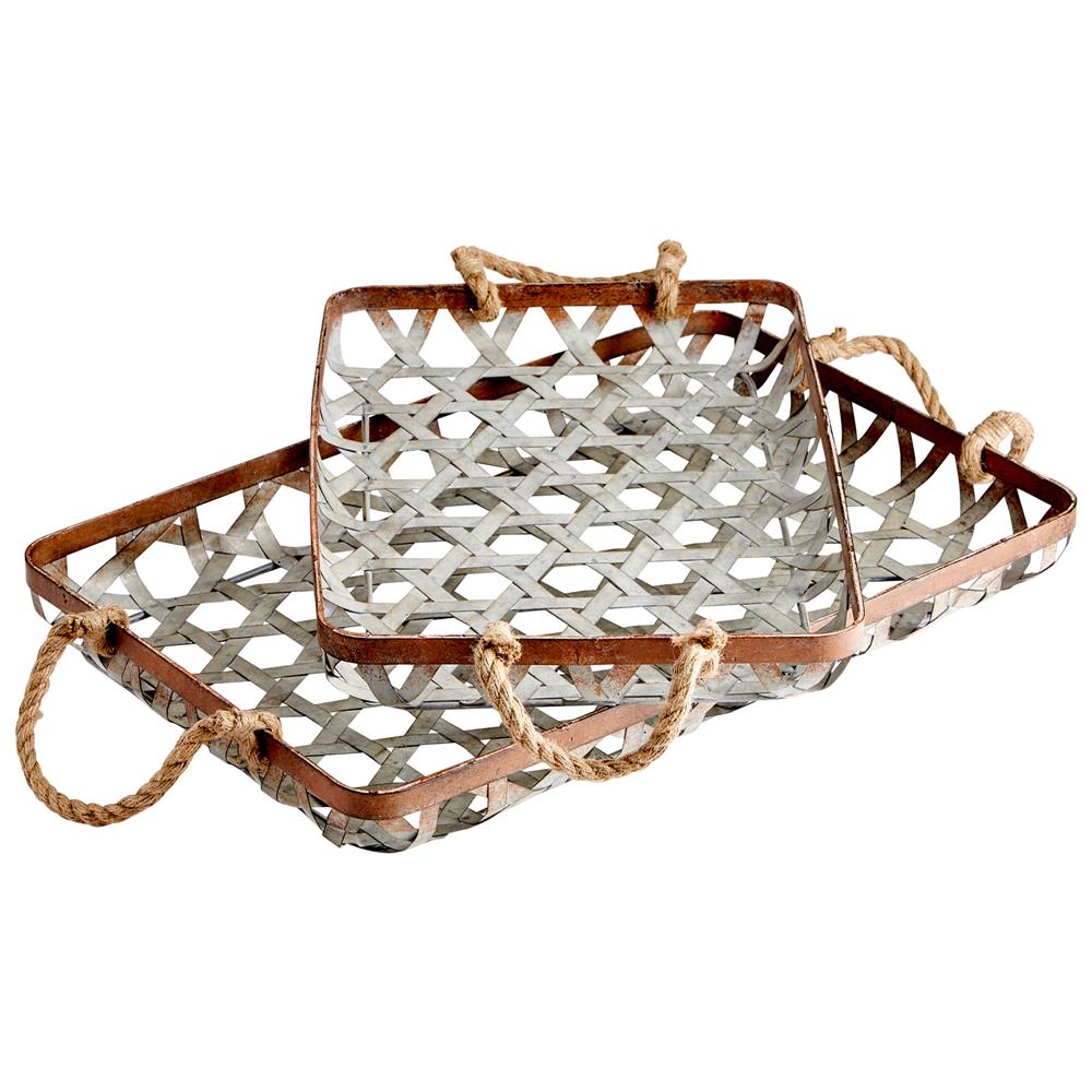 Cyan Design 09850 Prismo Trays in Galvanized and Jute