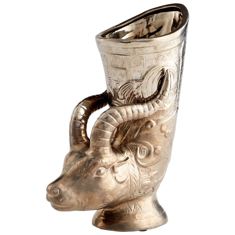 Cyan Design 09857 Bharal Headed Vase in Polished Pewter