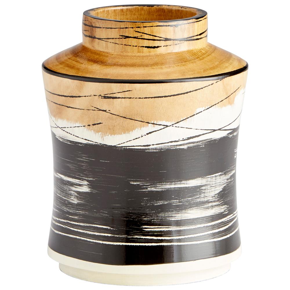 Cyan Design 09869 Snow Flake Vase in Black/White/Walnut