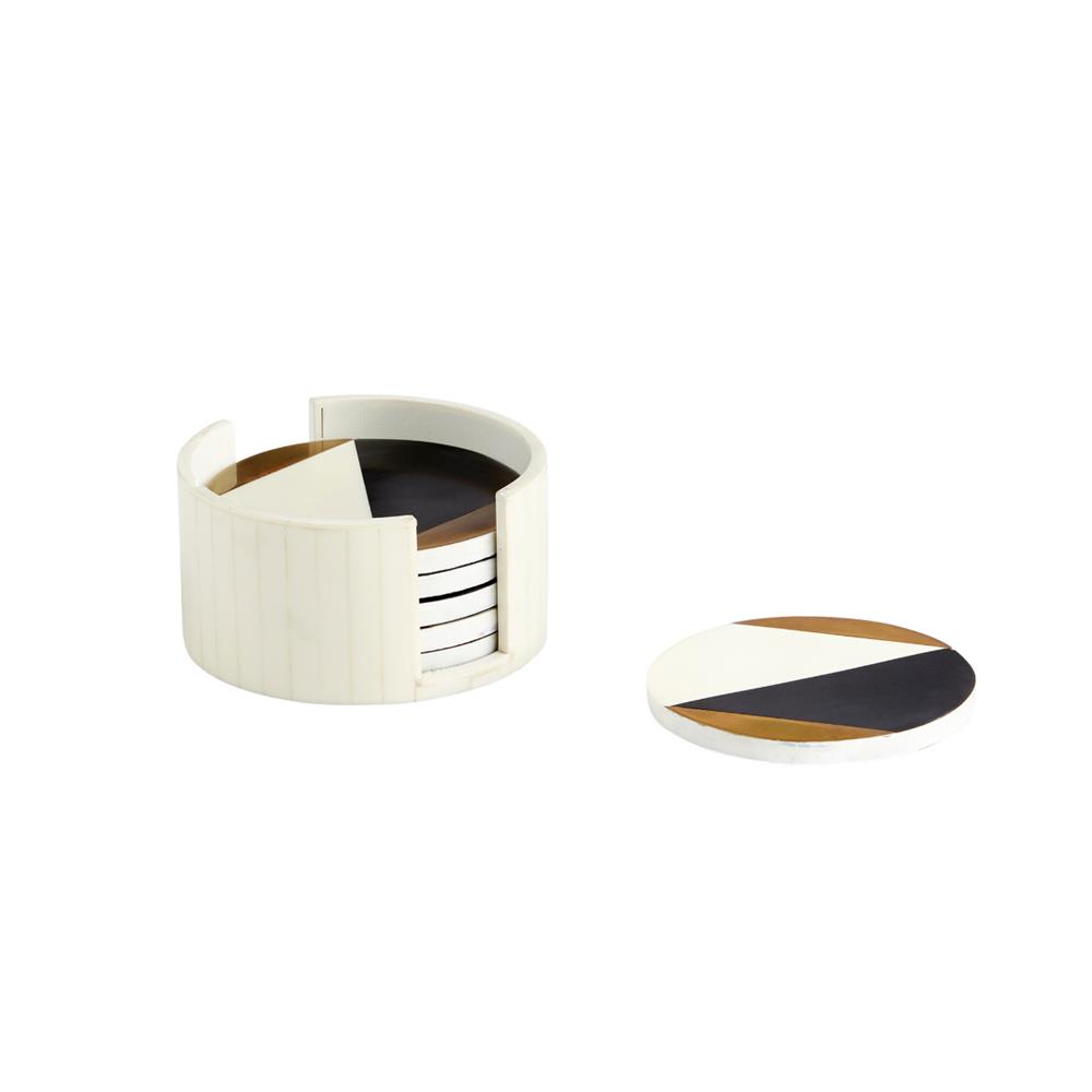 Cyan Design 10653 Modametric Coasters in Black - Gold - White