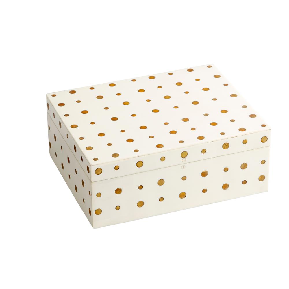 Cyan Design 10659 Dot Crown Container in White and Brass