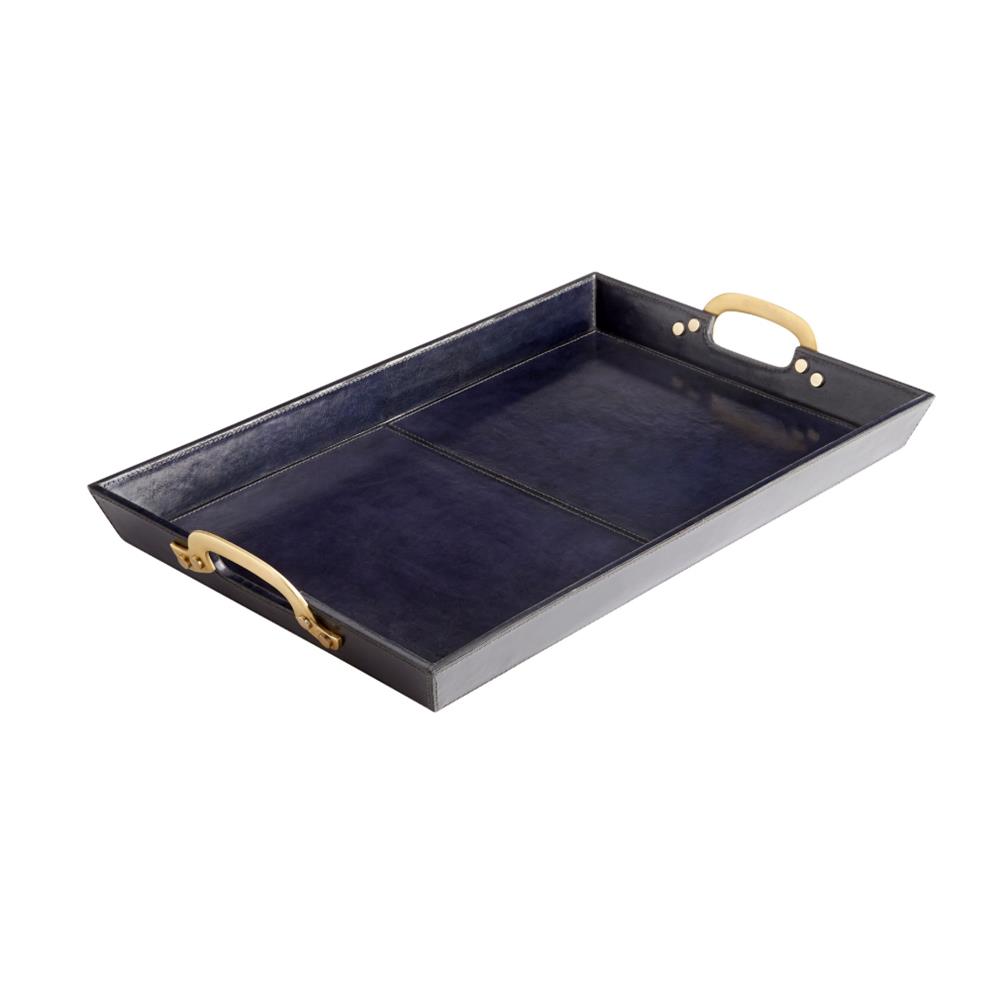 Cyan Design 10718 McQueen Tray in Blue and Antique Brass