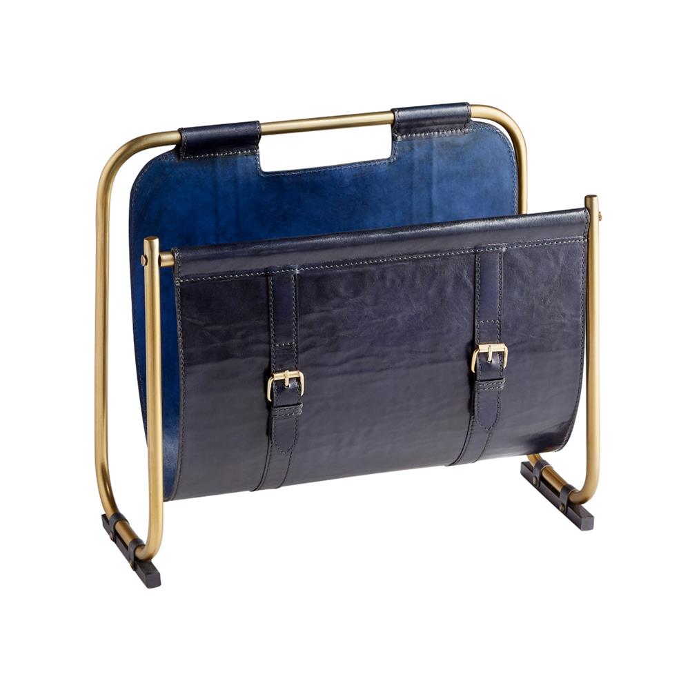 Cyan Design 10719 Granville Magazine Rack in Blue and Antique Brass