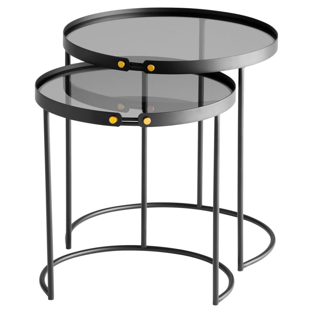Cyan 11225 Flat Bow Tie Tables in Graphite Iron/Glass