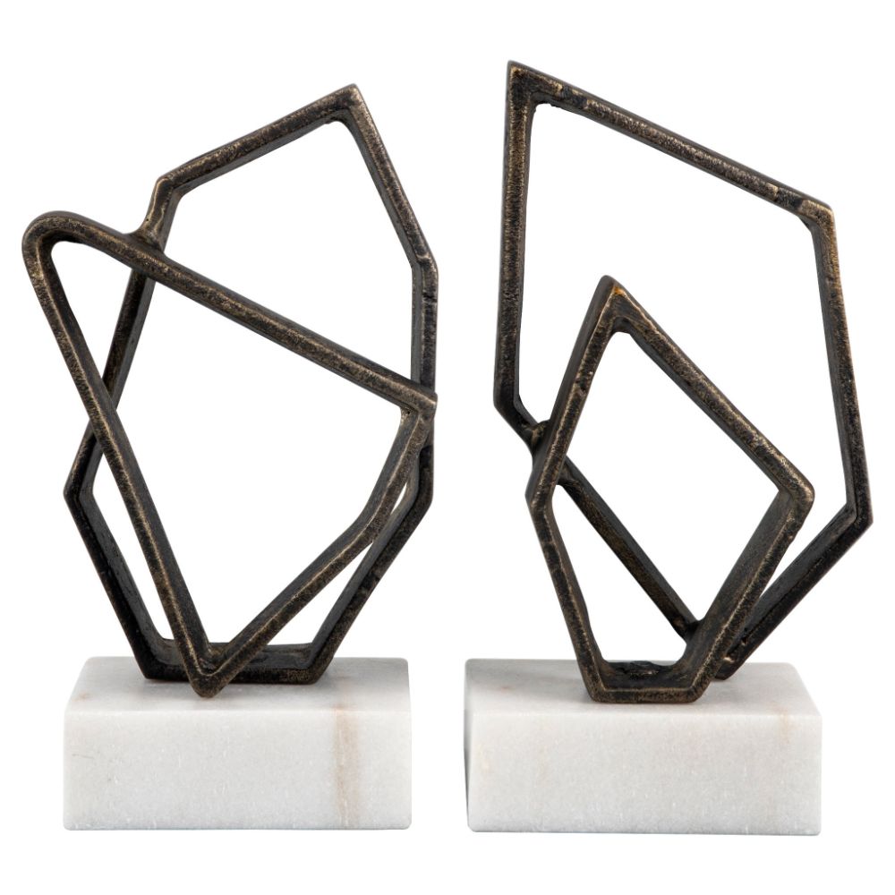 Cyan Design 11508 Euclid Bookends in White and Bronze 
