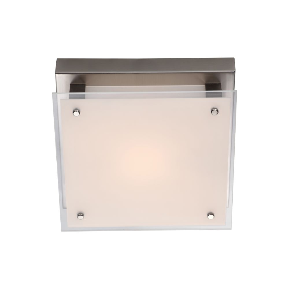 DVI Lighting DVP10338BN-SSW Helios AC LED Small Flush Mount in Buffed Nickel with Silk Screened White Glass