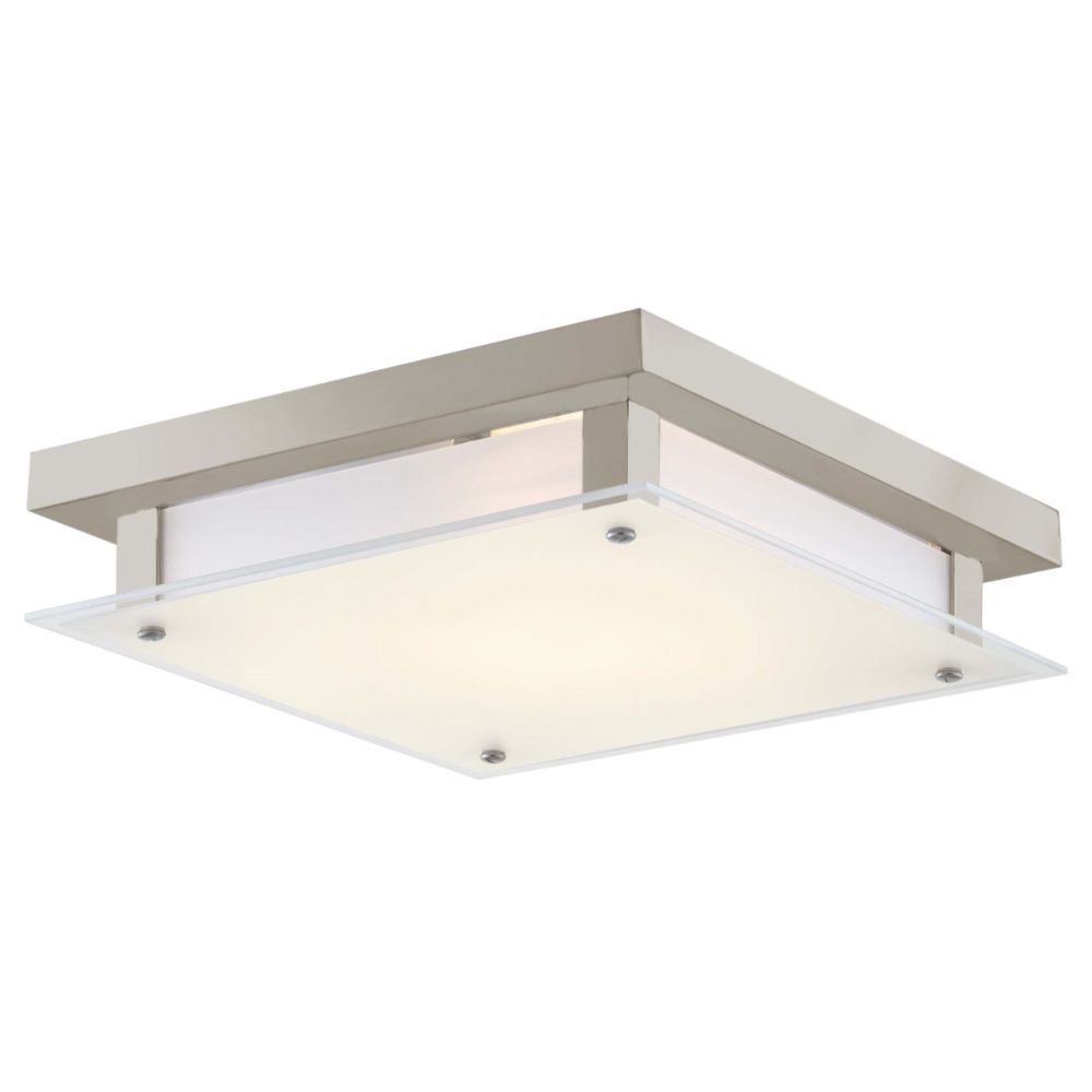 DVI Lighting DVP10348BN-SSW Helios AC LED Large Flush Mount in Buffed Nickel with Silk Screened White Glass
