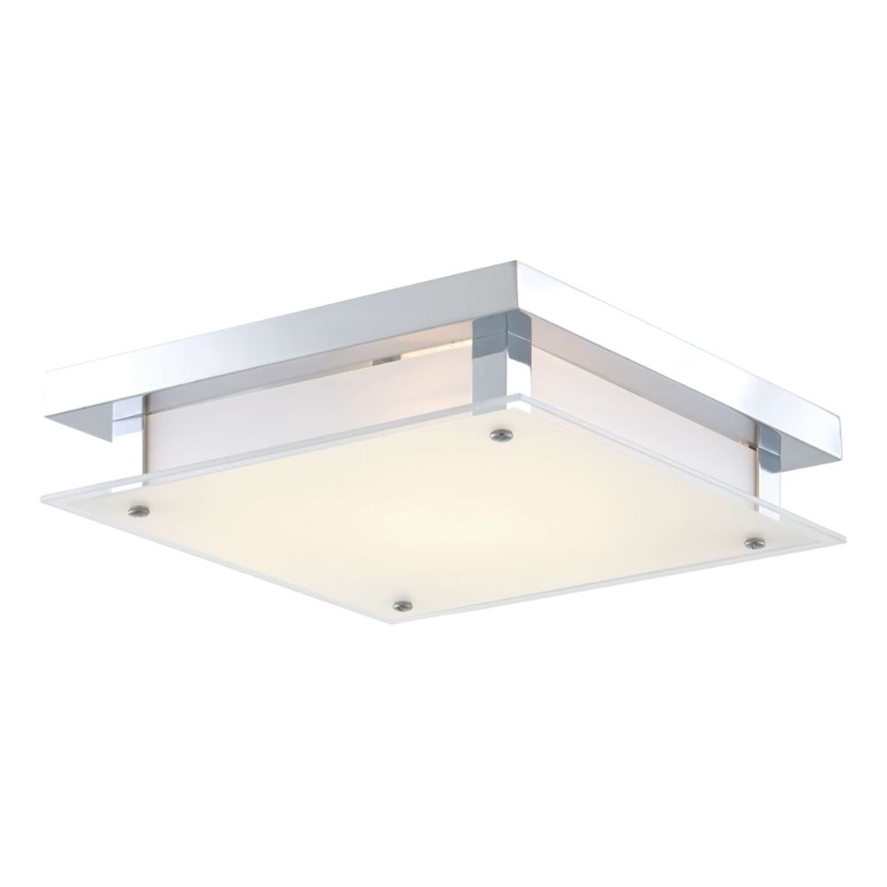 DVI Lighting DVP10348CH-SSW Helios AC LED Large Flush Mount in Chrome with Silk Screened White Glass
