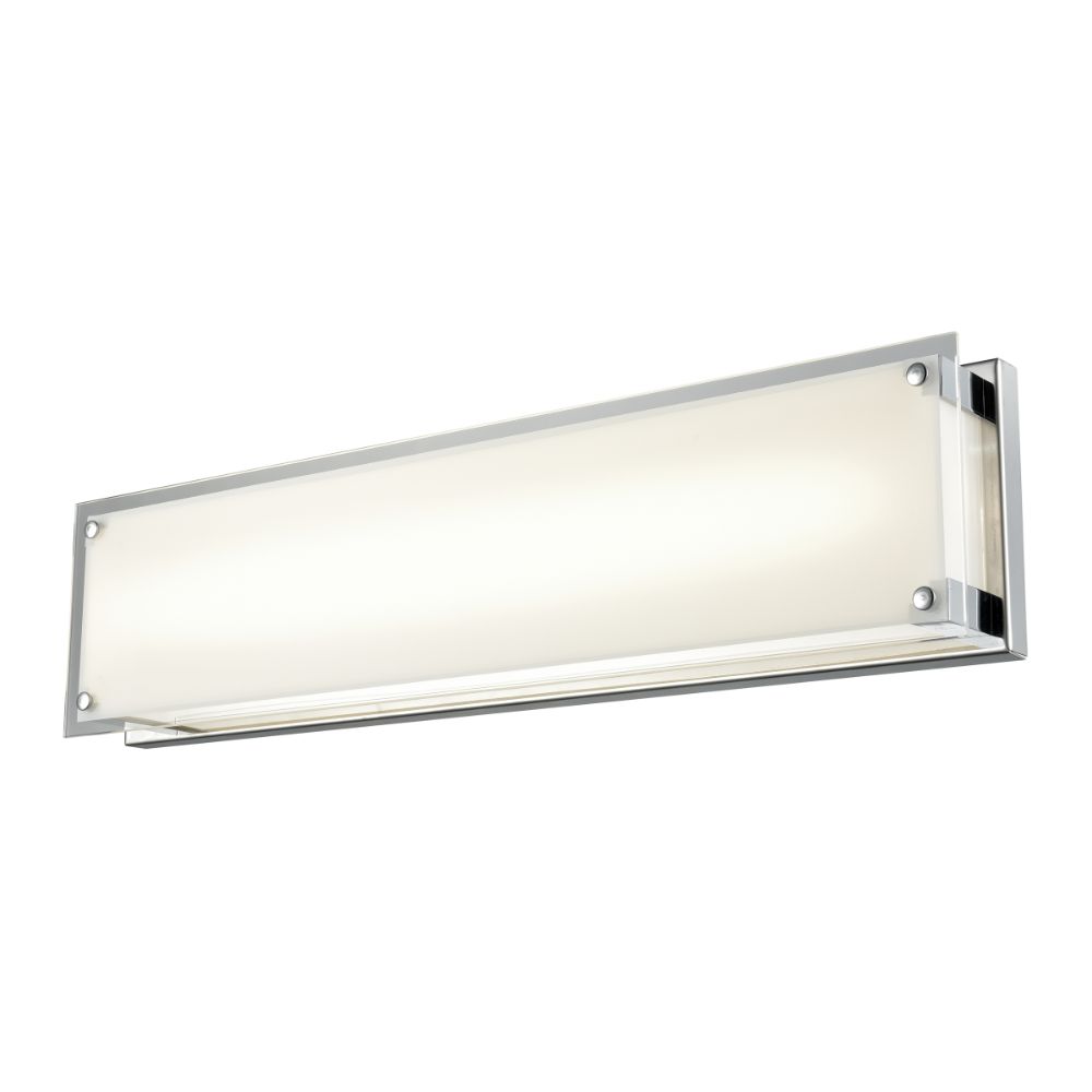 DVI Lighting DVP10393CH-SSW Helios AC LED Medium Vanity in Chrome with Silk Screened White Glass