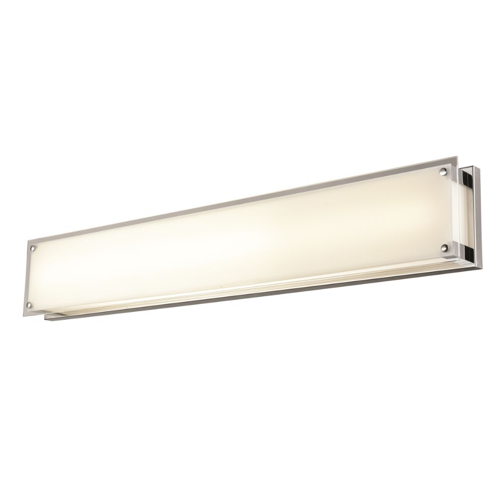 DVI Lighting DVP10394CH-SSW Helios AC LED Large Vanity in Chrome with Silk Screened White Glass