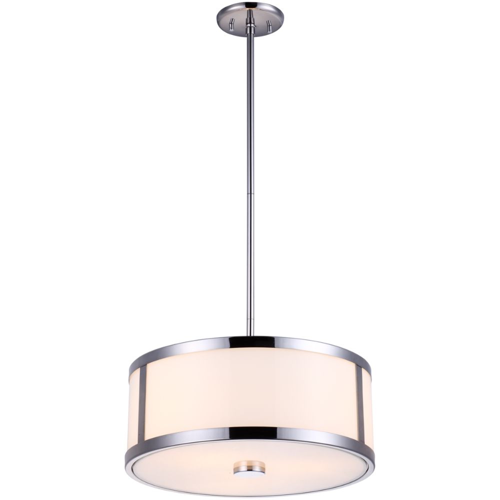 DVI Lighting DVP1120CH-OP Uptown Large 3 Light Pendant in Chrome with Half Opal Glass