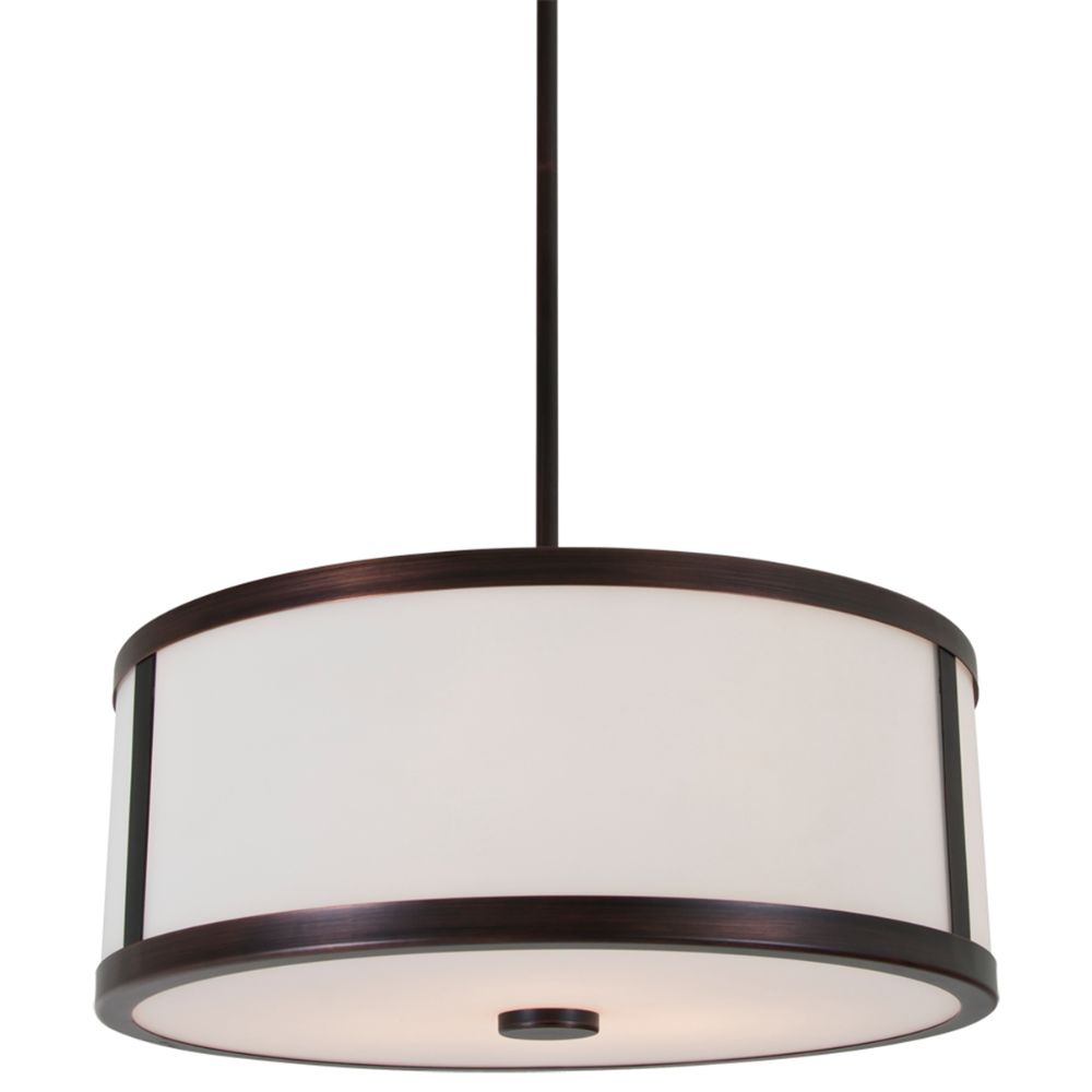 DVI Lighting DVP1120ORB-OP Uptown Large 3 Light Pendant in Oil Rubbed Bronze with Half Opal Glass