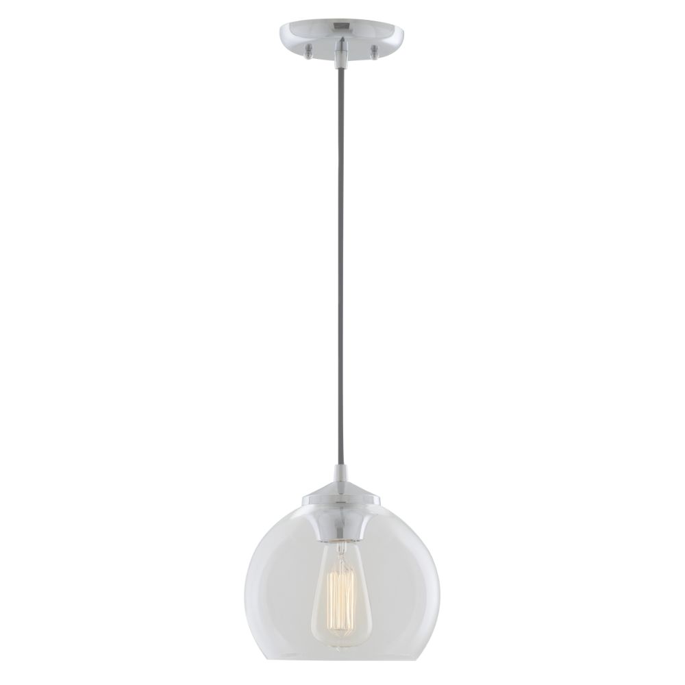 DVI Lighting DVP13221CH-CL Oberon Pendant in Chrome with Clear Glass