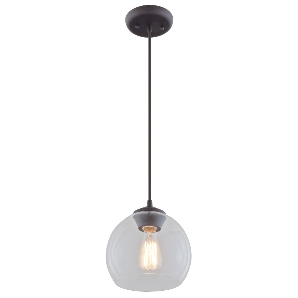 DVI Lighting DVP13221MO-CL Oberon Pendant in Mocha with Clear Glass