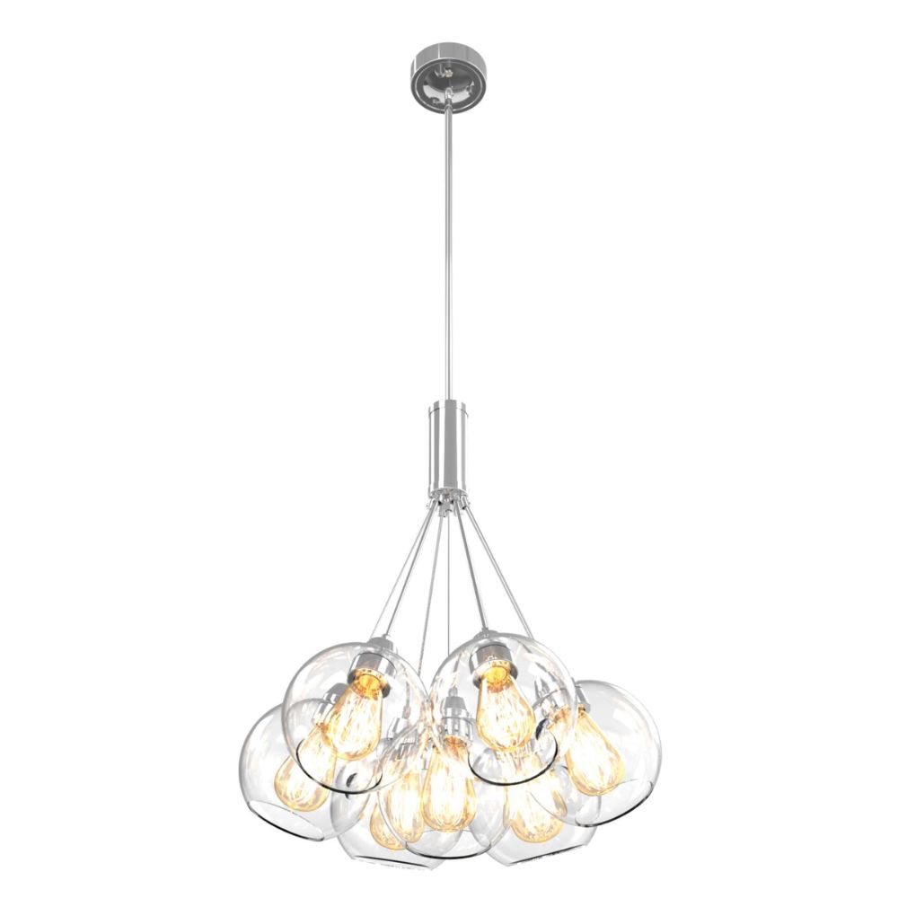 DVI Lighting DVP13237CH-CL Oberon 7 Light Pendant in Chrome with Clear Glass