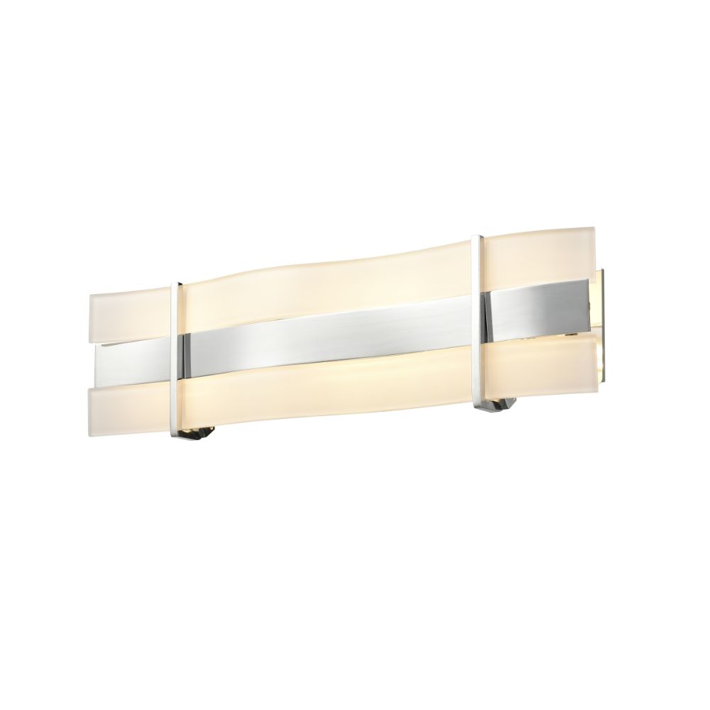 DVI Lighting DVP15793CH-SSW Tides CCT LED 24 Inch Vanity in Chrome with Silk Screened White Glass