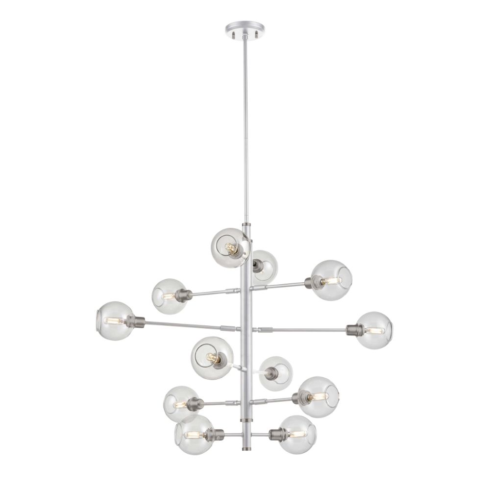 DVI Lighting DVP20849SN+CH-CL Ocean Drive 12 Light Foyer in Satin Nickel and Chrome with Clear Glass